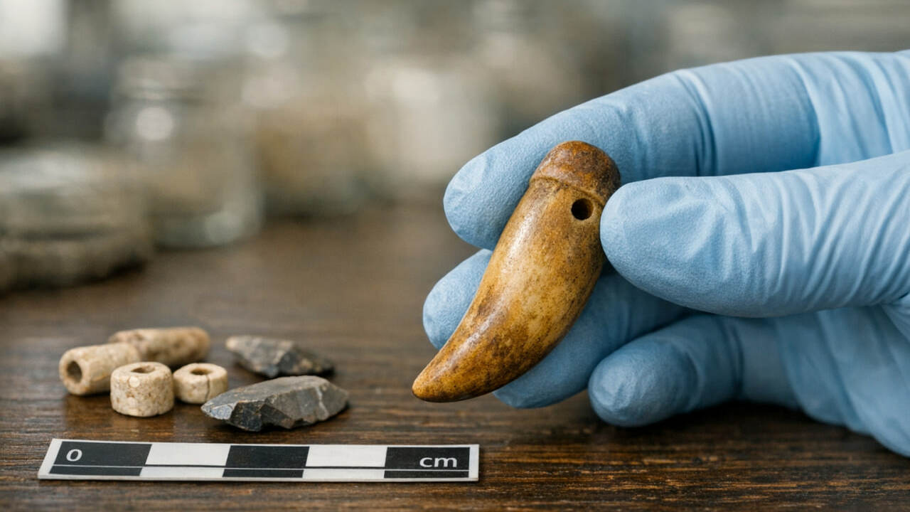 Кулон из зуба тюленя возрастом 15 тысяч лет рас...