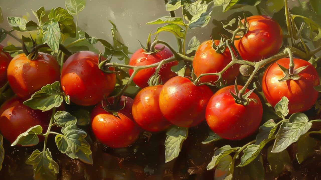 Помидор, который играется в персик и манго Пред...