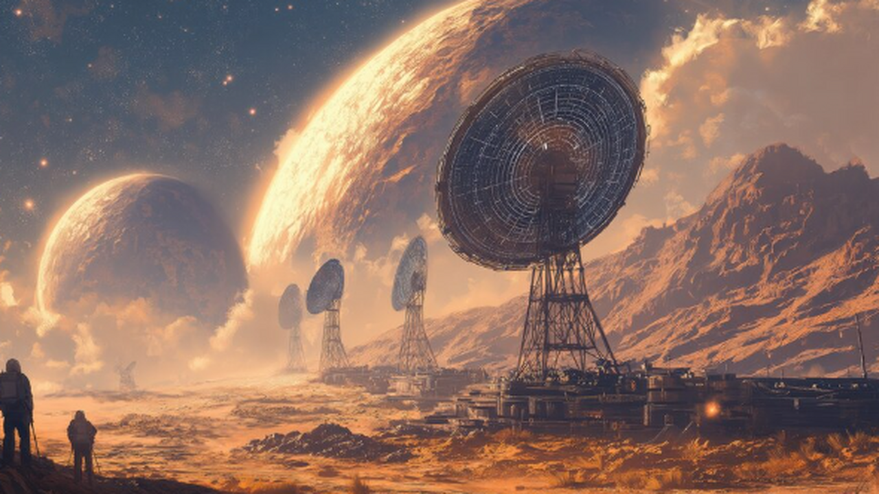 Строящийся радиотелескоп SKA-Mid в Южной Африке...