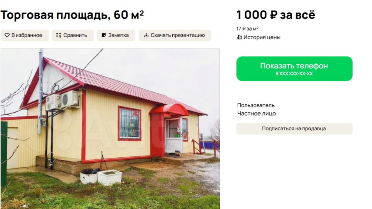 На площадке объявлений размещена продажа части ...