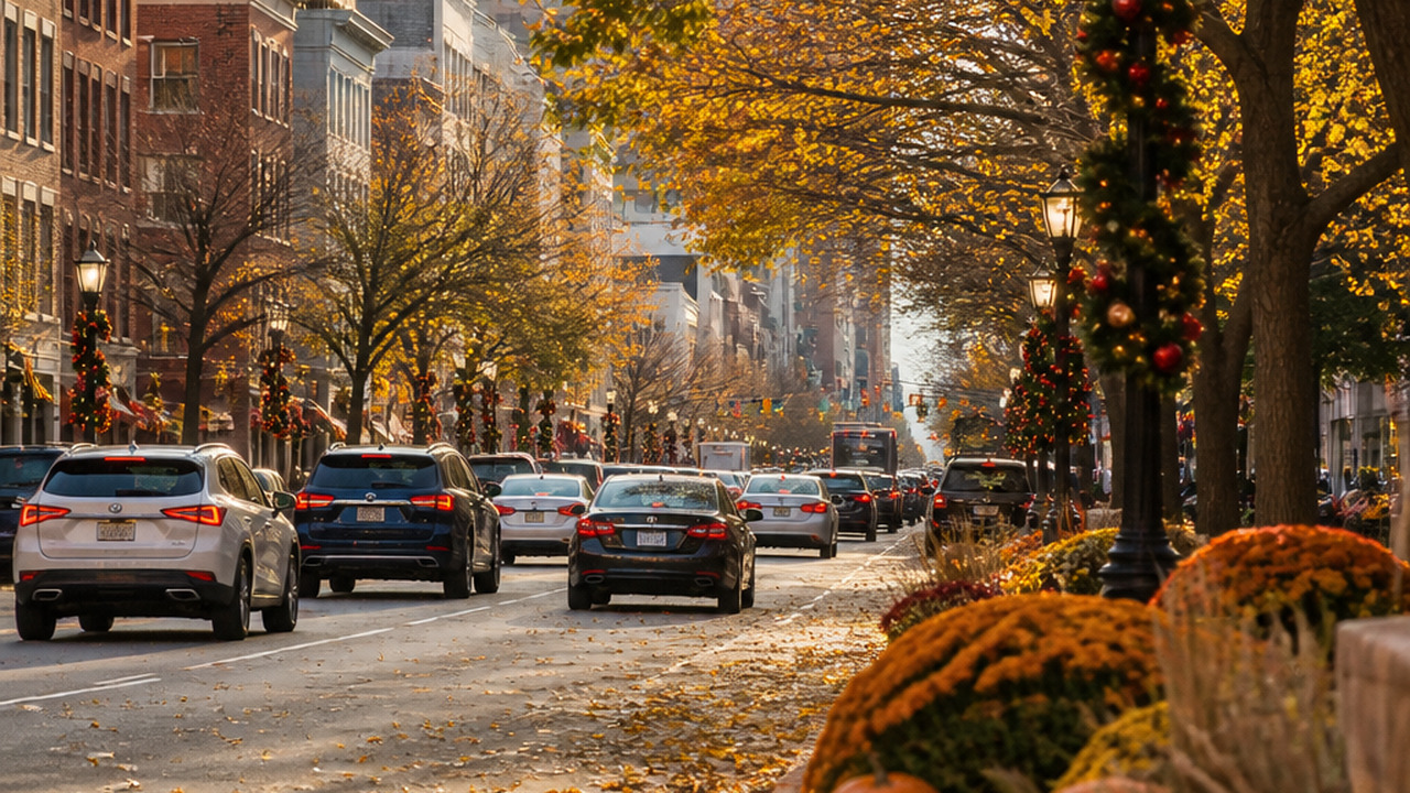 Автомобилистов предупредили об изменениях в ноябре: что ждать с ценами, трассами и налогами A vibrant city street scene in November showcas...