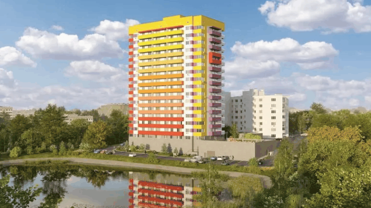 В составе комплекса предусмотрено 105 квартир