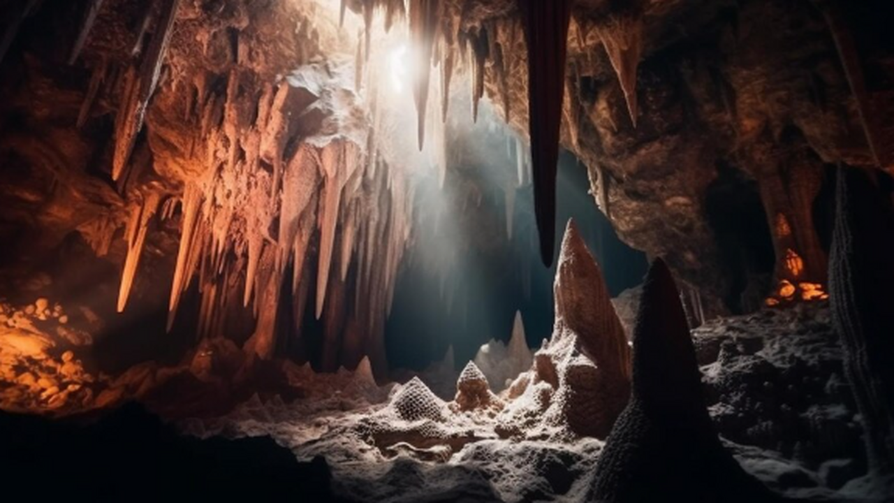 В пещерной системе на Северном острове Новой Зе...