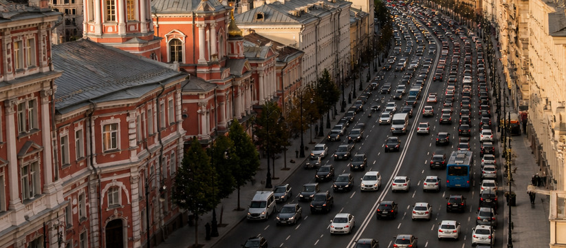 В Москве чаще покупают китайские и мировые автобренды, чем в регионах Aerial view of Moscow's city street filled with...